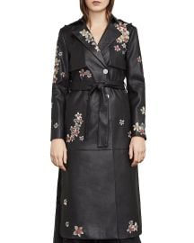 BCBGMAXAZRIA Alix Embroidered Faux Leather Trench Coat x at Bloomingdales